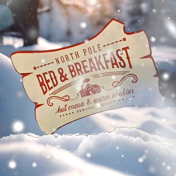 11 inches by 16 inches. Red and White. Log design. Christmas Theme. Santa - Picture 4 of 4